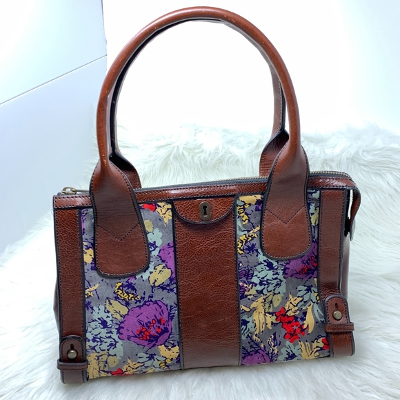 Fossil Handbags - Fossil Leather Floral Velvet Purse